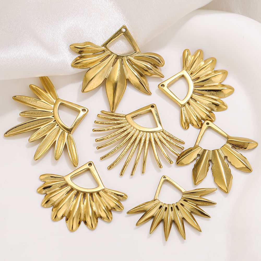 Ethnic Fashion Jewellery - 2pcs Stainless Steel Fan Shaped Earring
