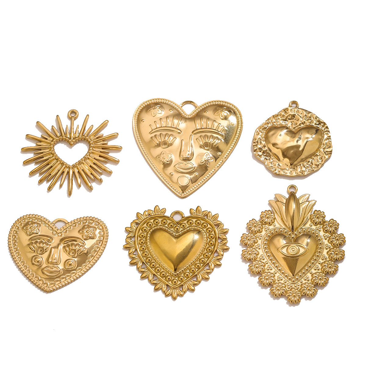 Ethnic Fashion Jewellery - 5Pcs PVD Gold Stainless Steel Heart
