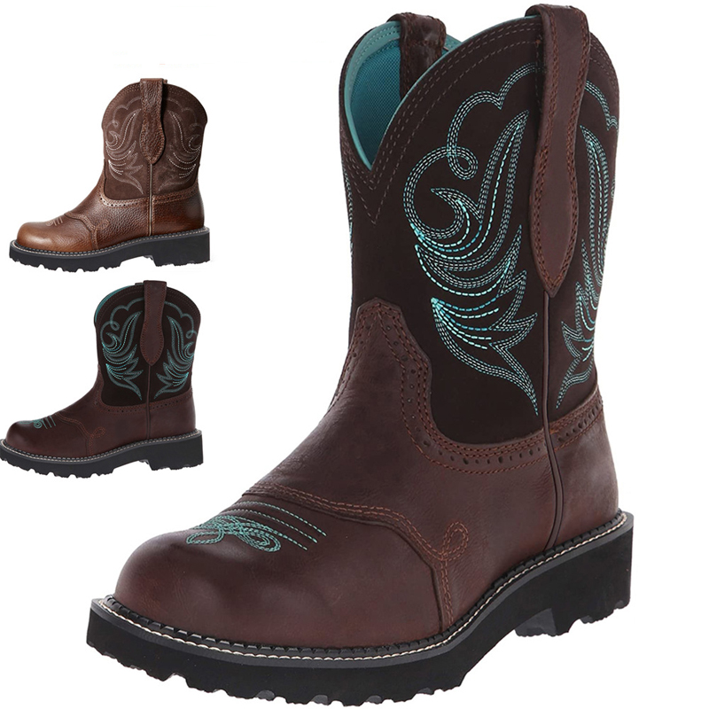 Embroidered Cowboy Boots For M - Ethnic Fabric 评论和价格