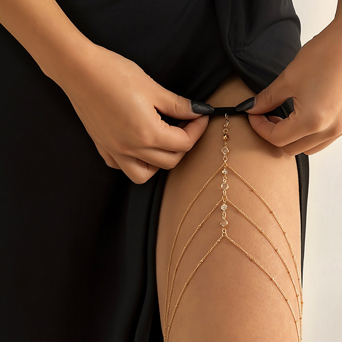 Boho Elastic Band Crystal Leg  - Ethnic Fashion Jewellery 评论和价格