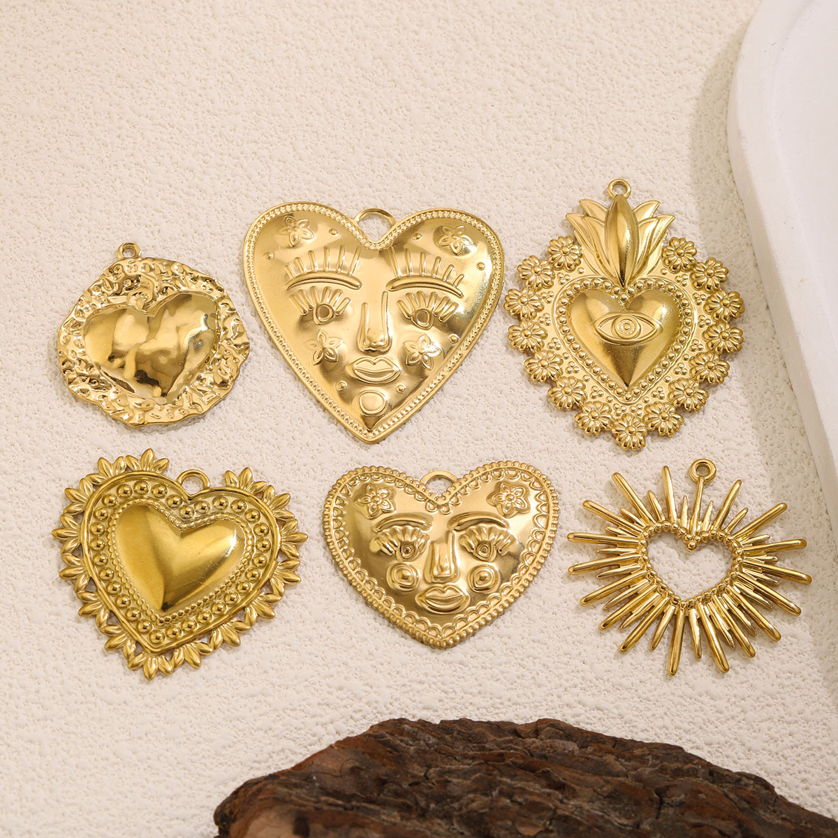 5Pcs PVD Gold Stainless Steel  - Ethnic Fashion Jewellery 评论和价格