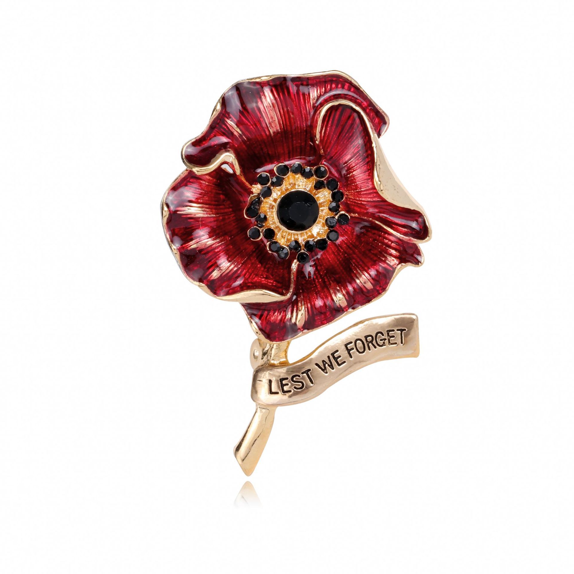Enameled Red Poppy Flower Broo - Ethnic Fashion Uk 评论和价格