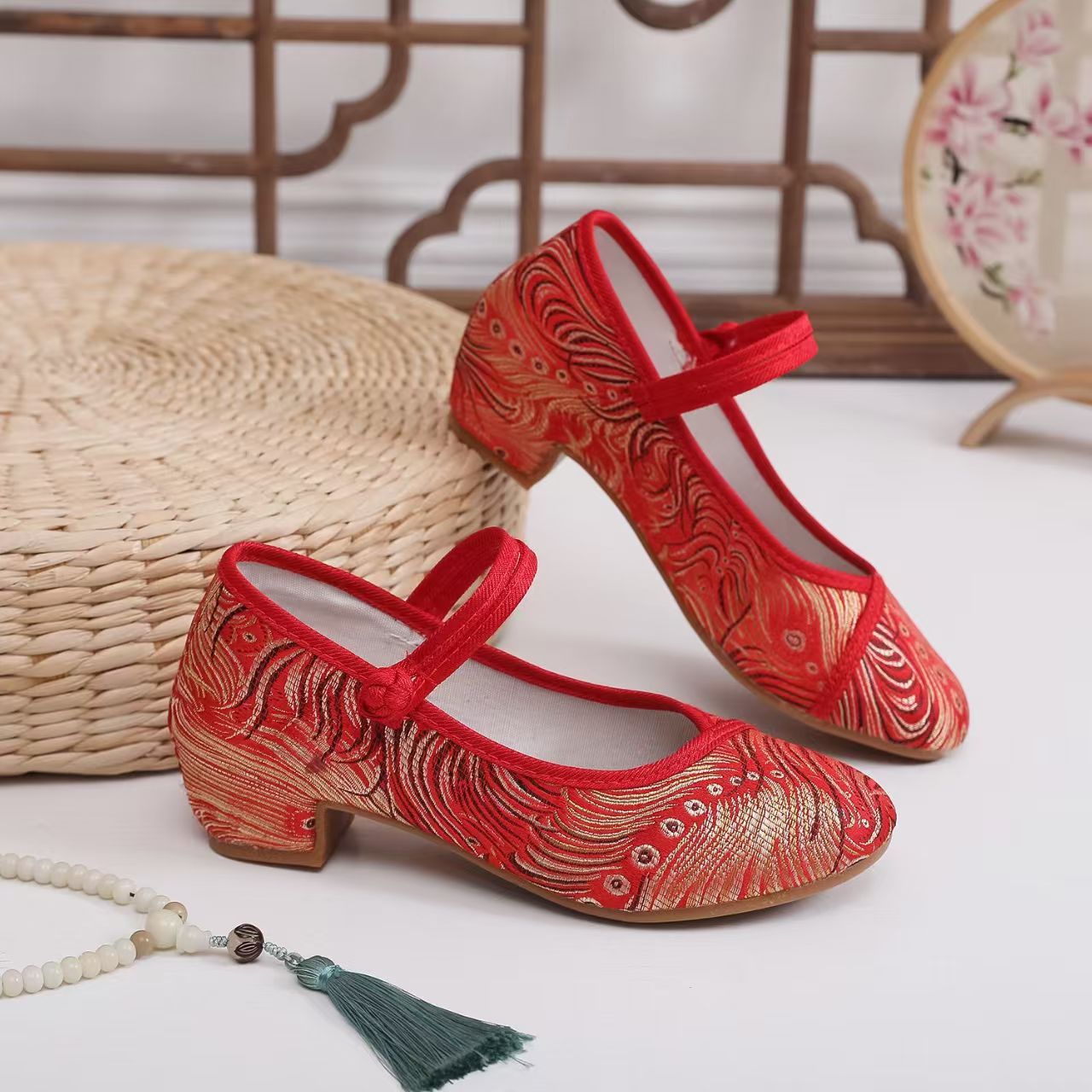 2026 Women New Block Heel Silk - Ethnic Fabric 评论和价格
