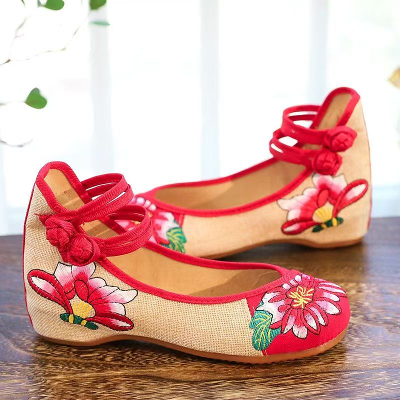 Woman Wedges Embroidered Cloth - Ethnic Fabric 评论和价格